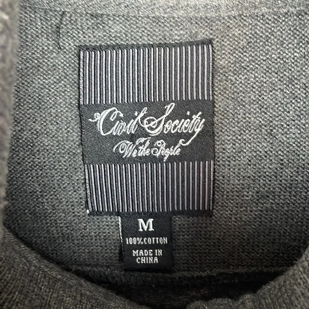 Civil Society We the People Charcoal Sweater w/Zipper and Buttons w/Loop -Medium